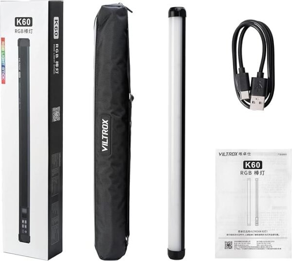 VILTROX K60 20W RGB LED Light Bi-Color Light Tube Portable Fill Light Wand Stick