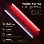 VILTROX K60 20W RGB LED Light Bi-Color Light Tube Portable Fill Light Wand Stick
